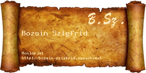 Bozsin Szigfrid névjegykártya